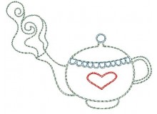 Stickdatei TEA PARTY Fransenappli Teekanne